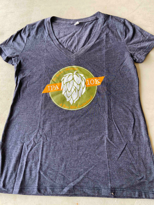 IPA 10K  Women's SS V-Neck Tee -Heather Navy- Classic