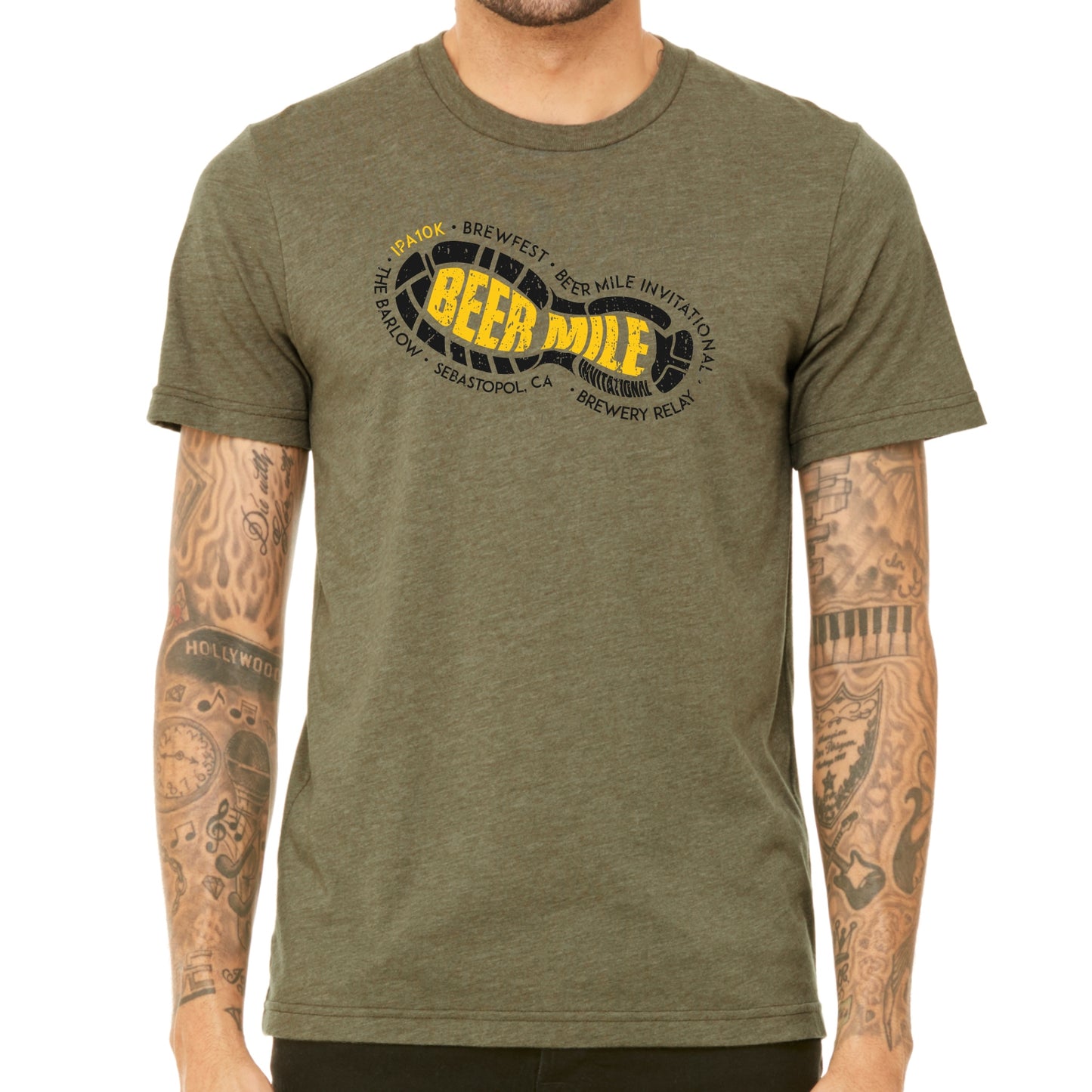 IPA 10K Men's SS Fashion Tee -Heather Olive- Beer Mile
